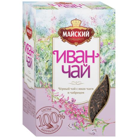 Чай Майский Иван-чай черный листовой с чабрецом 75 г