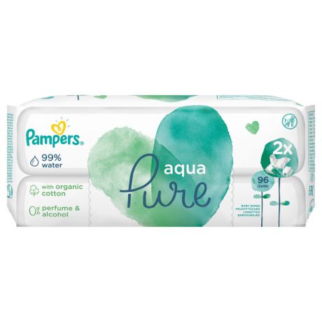Влажные салфетки детские Pampers Aqua Pure 2 упаковки по 48 штук