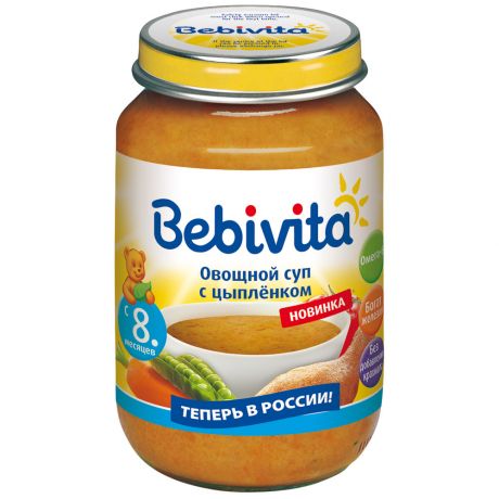 Суп Bebivita Овощной с цыпленком без сахара с 8 месяцев 190 г