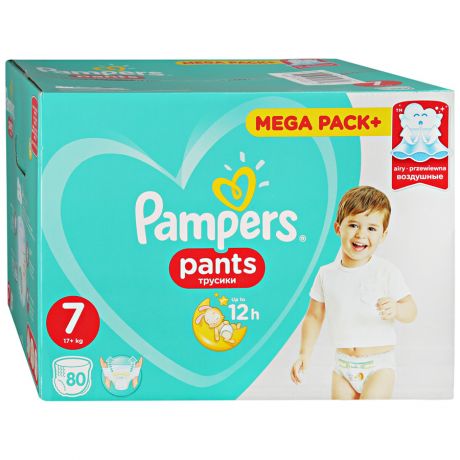 Подгузники-трусики Pampers Pants 7 (17+ кг, 80 штук)