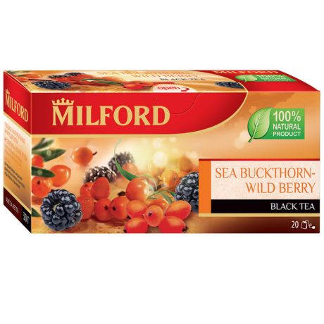 Чай Milford Sea Buckthorn Wild Berry черный с ароматом облепихи и лесных ягод 20 пакетиков по 1.5 г