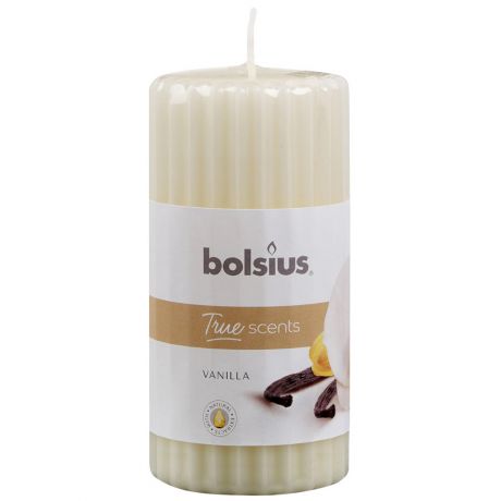 Свеча столбик Bolsius ребристая с ароматом Ванили 120х60мм