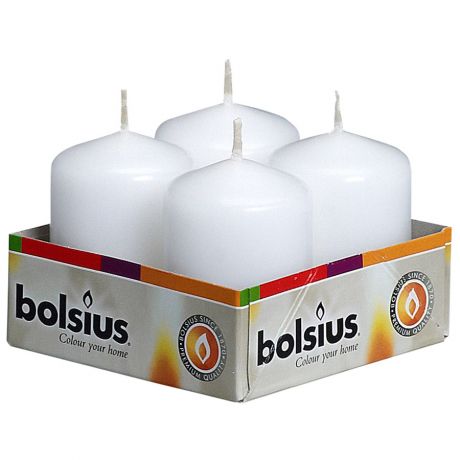 Свечи столбик Bolsius белые 60х40мм 4 штуки