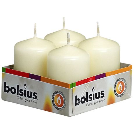 Свечи столбик Bolsius кремовые 60х40мм 4 штуки