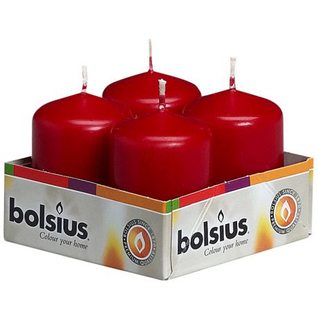 Свечи столбик Bolsius темный красный 60х40мм 4 штуки