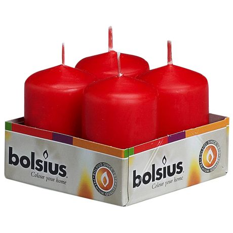 Свечи столбик Bolsius красные 60х40мм 4 штуки