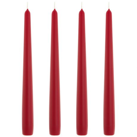 Свечи конусные Bolsius темно-красные 245х24мм 4 штуки