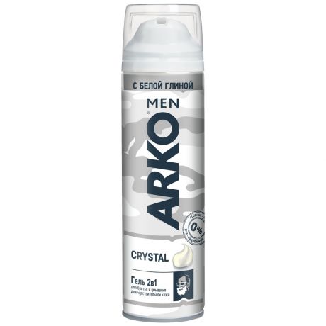 Гель для бритья Arko MEN Crystal, С белой глиной с восстанавливающим эффектом для чувствительной кожи 0,2л