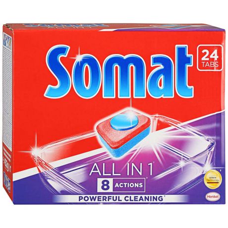 Таблетки для посудомоечной машины Somat All in One 24 штуки