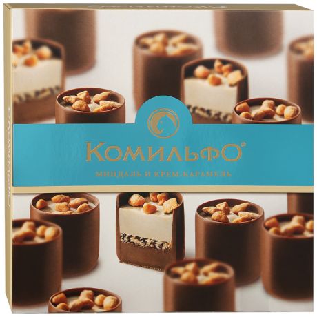 Конфеты шоколадные Комильфо с двухслойной начинкой миндаль и крем-карамель 0,232кг