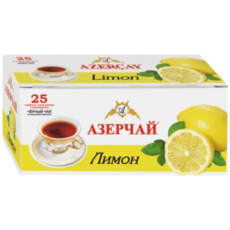 Чай Азерчай черный с лимоном 25 пакетиков по 1.8 г