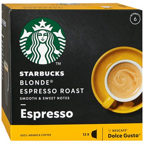 Капсулы Starbucks Blonde Espresso Roast для системы Nescafe Dolce Gusto 12 штук по 5.5 г