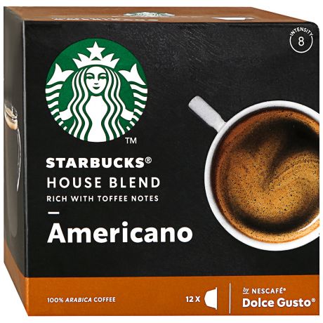 Капсулы Starbucks House Blend Americano для системы Nescafe Dolce Gusto 12 штук по 8.5 г