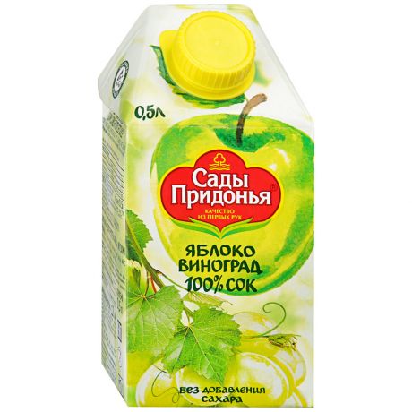 Сок Сады Придонья яблочно-виноградный осветленный восстановленный 0,5л