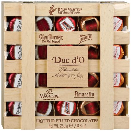 Набор конфет Duc d'O ликерные деревянная коробка 0,25кг
