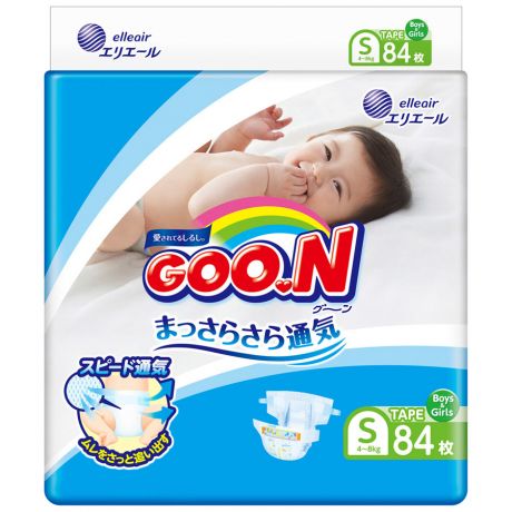 Подгузники Goon S (4-8 кг, 84 штуки)