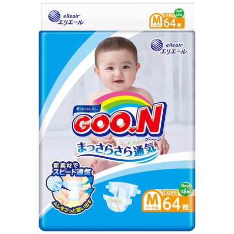 Подгузники Goon M (6-11 кг, 64 штуки)
