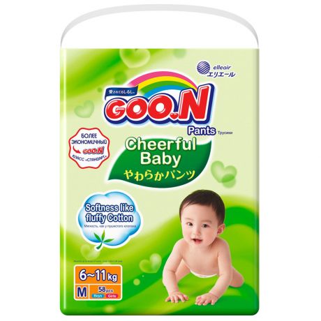 Подгузники-трусики Goon Cheerful Baby M (6-11 кг, 54 штуки)