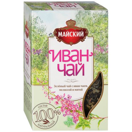 Чай Майский Иван-чай зеленый листовой с мелиссой и мятой 75 г