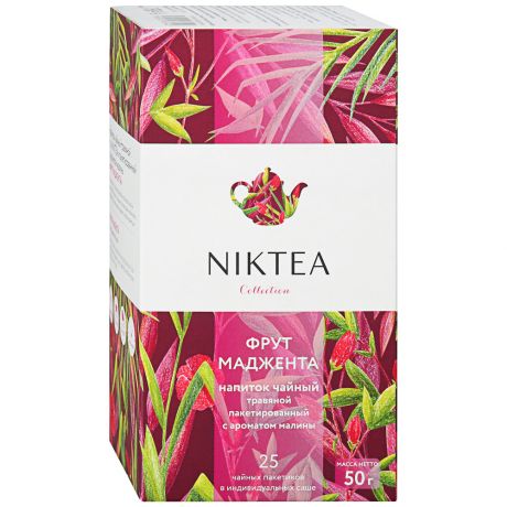 Чай Niktea Фрут Маджента фруктовый с ароматом малины 25 пакетиков по 2 г