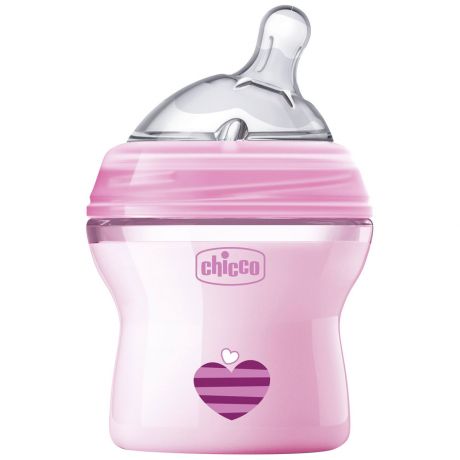 Бутылочка Chicco Natural Feeling силиконовая соска с наклоном и флексорами розовая 0,15л 0 месяцев+