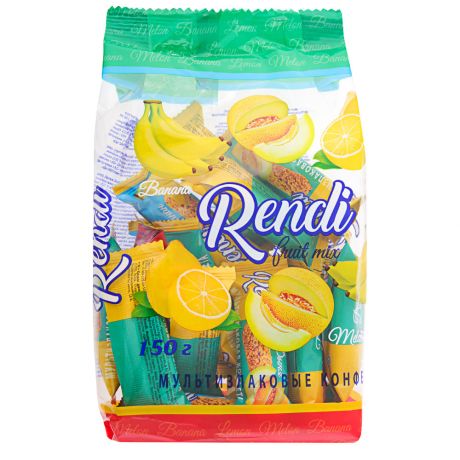 Конфеты Rendi мультизлаковые Fruit mix со вкусом банана, лимона, дыни пакет 0,15кг