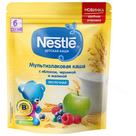 Каша Nestle молочная быстрорастворимая с яблоком черникой и малиной с 6 месяцев 220 г