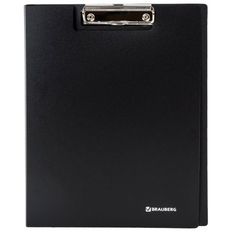 Папка-планшет Brauberg Стандарт А4 с прижимом и крышкой пластик черная
