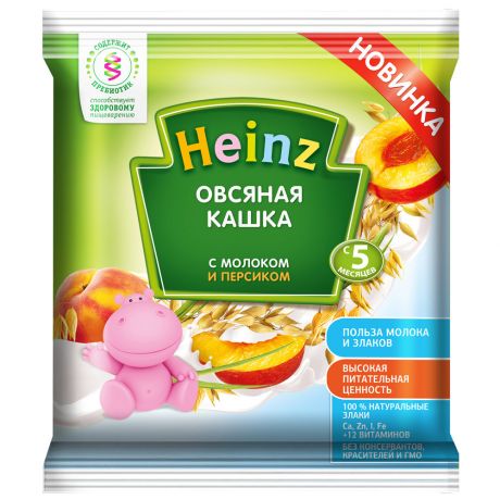 Каша овсяная Heinz молочная быстрорастворимая с персиком с 5 месяцев 30 г