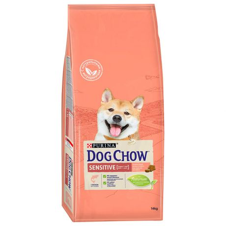 Корм сухой Dog Chow для взрослых собак с чувствительным пищеварением с лососем 14кг