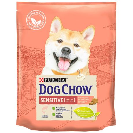 Корм сухой Dog Chow для взрослых собак с чувствительным пищеварением с лососем 0,8кг