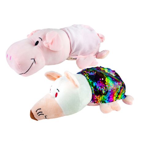 Мягкая игрушка Свинья-Крыса 1toy Символы года Плюшевая вывернушка с пайетками (2в1)