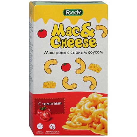 Макаронные изделия Foody быстрого приготовления с вложением соуса Сырный с томатами "Mac&Cheese" 0,143 кг
