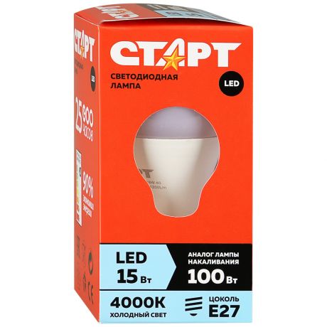 Лампа светодиодная Старт Eco Led GLS E27 15W свет холодный