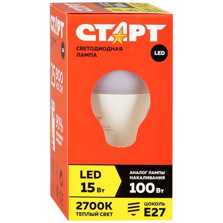 Лампа светодиодная Старт Eco Led GLS E27 15W свет теплый