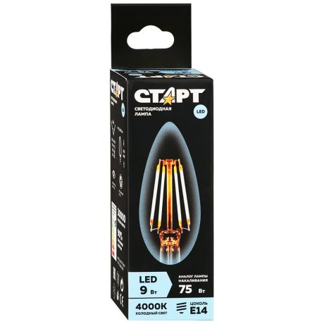 Лампа филаментная Старт Led F-Candle E14 9W свет холодный