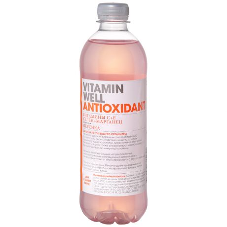 Напиток Vitamin Well Antioxidant безалкогольный негазированный витаминизированный со вкусом персика 0,5л