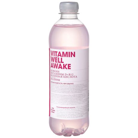 Напиток Vitamin Well Awake безалкогольный негазированный витаминизированный со вкусом малины 0,5л