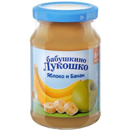 Пюре Бабушкино Лукошко с яблоком и бананом без сахара с 6 месяцев 190 г