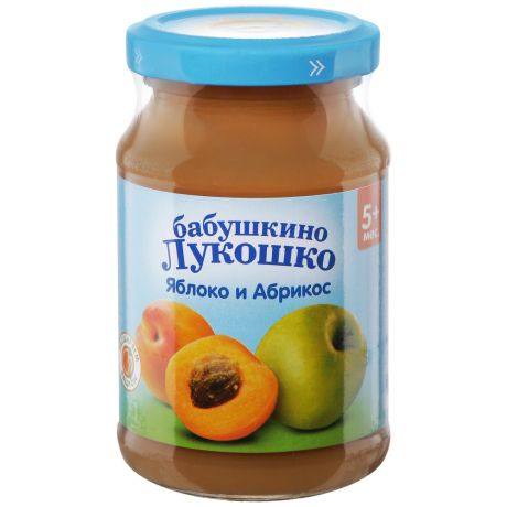 Пюре Бабушкино Лукошко с яблоком и абрикосом без сахара с 5 месяцев 190 г
