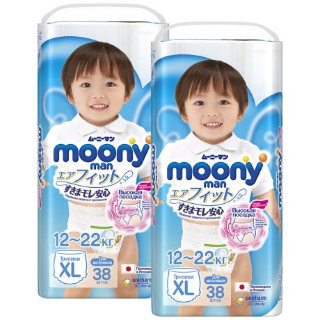 Подгузники-трусики для мальчиков Moony XL (12-17 кг, 76 штук)