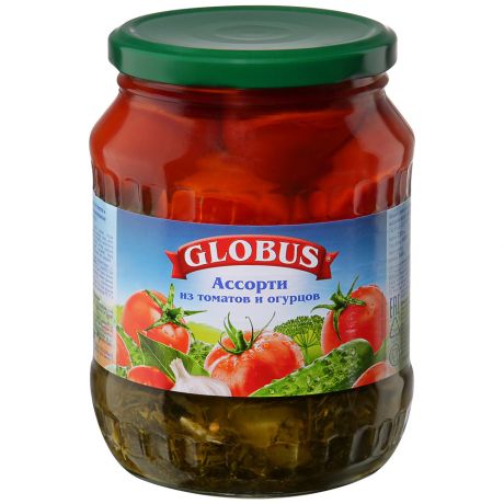Ассорти Globus из маринованных томатов и огурцов 720 мл