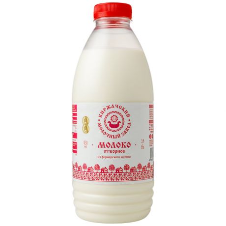 Молоко Киржачский молочный завод отборное пастеризованное 3.4-6.0% 930 мл