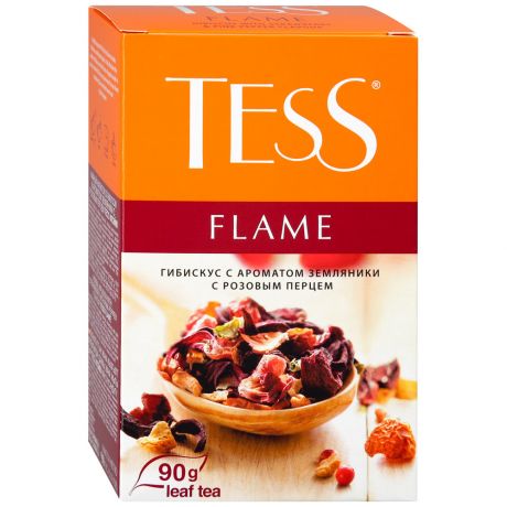 Напиток Tess Flame чайный листовой со вкусом и ароматом земляники с розовым перцем 90 г