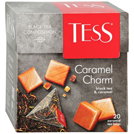 Чай Tess Caramel Charm черный с ароматом сливок и кусочками карамели 20 пирамидок по 1.8 г