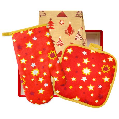 Набор кухонный Bonita Рождественская звезда (полотенце, прихватка, руковица)