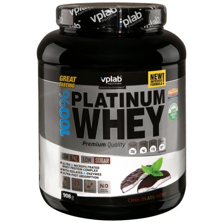 Протеин VpLab Nutrition 100% Platinum Whey шоколад-мята 0,908кг
