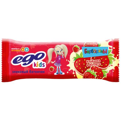 Батончик Ego Kids мюсли Клубника с железом и витаминами в йогуртовой глазури БАД 25г