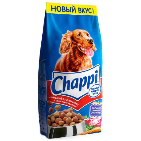 Корм Chappi сухой для собак Сытный мясной обед Говядина по-домашнему с овощами и травами 15кг