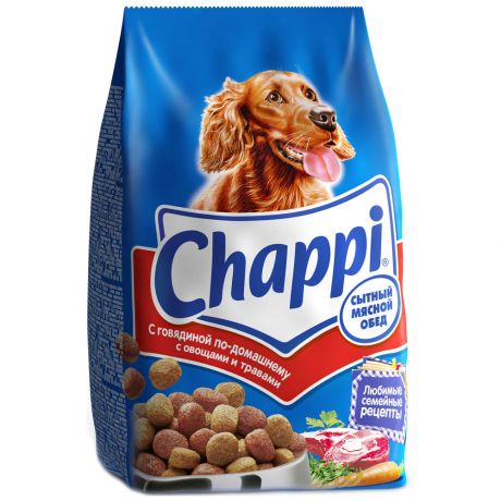 Корм Chappi сухой для собак Сытный мясной обед Говядина по-домашнему с овощами и травами 0,6кг